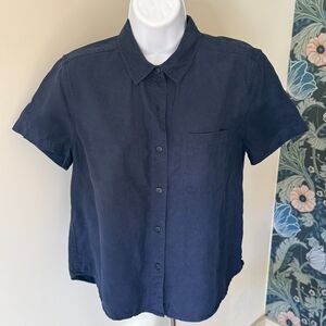Bridge & Burn Navy Blue Short Sleeve Button-Up Shirt XS